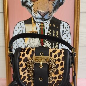 Versace Jeans Couture Leopard and Black Crossbody Bag